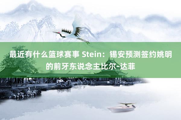 最近有什么篮球赛事 Stein：锡安预测签约姚明的前牙东说念主比尔-达菲