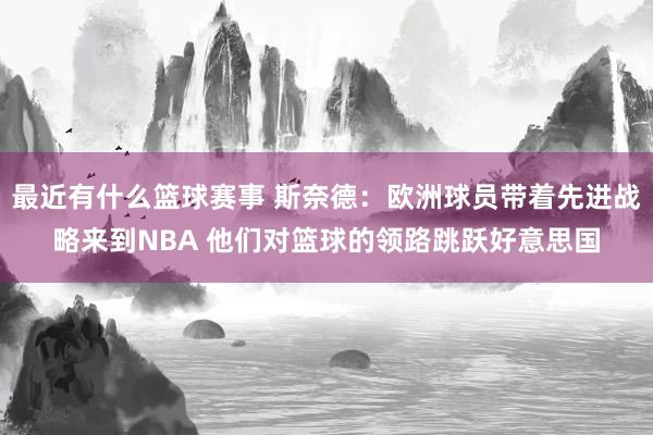 最近有什么篮球赛事 斯奈德：欧洲球员带着先进战略来到NBA 他们对篮球的领路跳跃好意思国